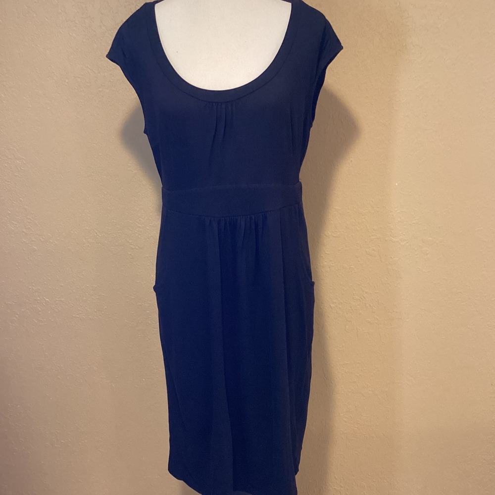 Boden Black cap sleeve dress, Jersey Material, stretchy, pockets,‎ size 14 Long